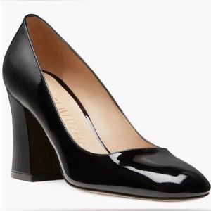 Stuart Weitzman Curveblock 85 Pump Black Patent Leather Women’s Size 10